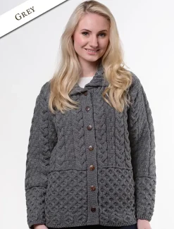 Online Honeycomb Button-Up Cardigan Women Cardigans, Jackets & Coatigans