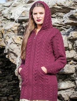 Fashion Hooded Coatigan with Celtic Knot Zipper Pull Women Cardigans, Jackets & Coatigans