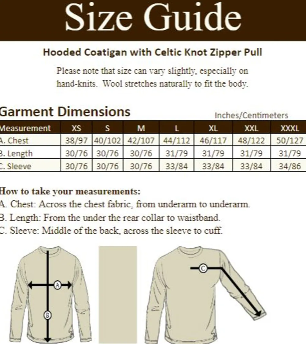 Fashion Hooded Coatigan with Celtic Knot Zipper Pull Women Cardigans, Jackets & Coatigans