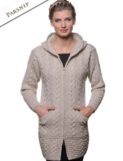 Fashion Hooded Coatigan with Celtic Knot Zipper Pull Women Cardigans, Jackets & Coatigans