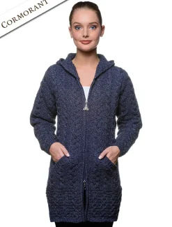 Fashion Hooded Coatigan with Celtic Knot Zipper Pull Women Cardigans, Jackets & Coatigans