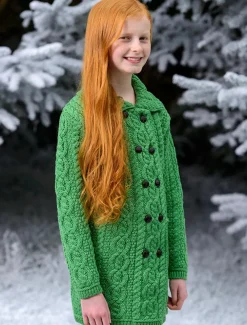 Best Sale Kid's Double Breasted Aran Merino Cardigan Kids Sweaters, Cardigans & Jackets