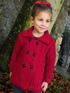 Best Sale Kid's Double Breasted Aran Merino Cardigan Kids Sweaters, Cardigans & Jackets