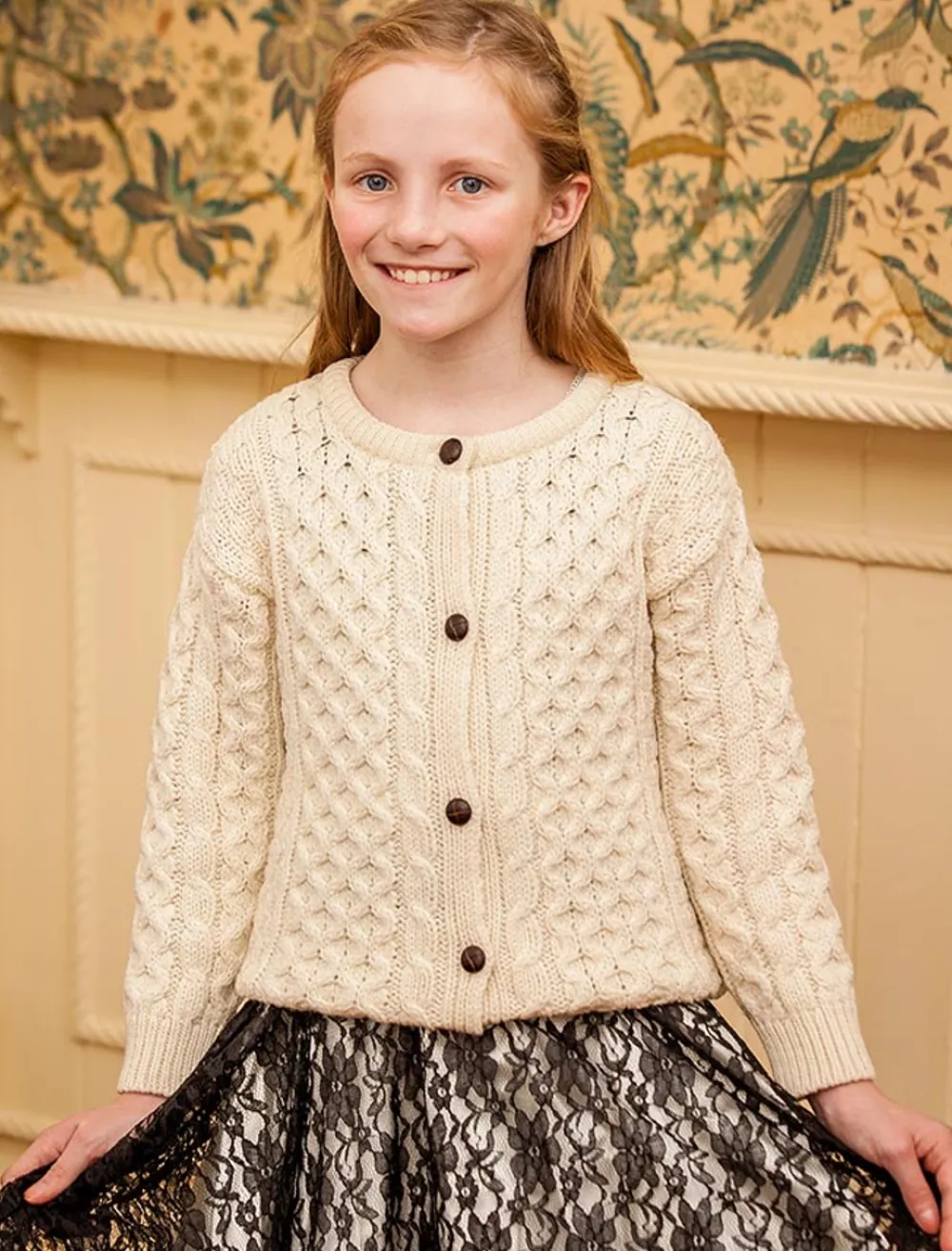 Cheap Kid's Traditional Aran Merino Wool Cardigan Kids Sweaters, Cardigans & Jackets