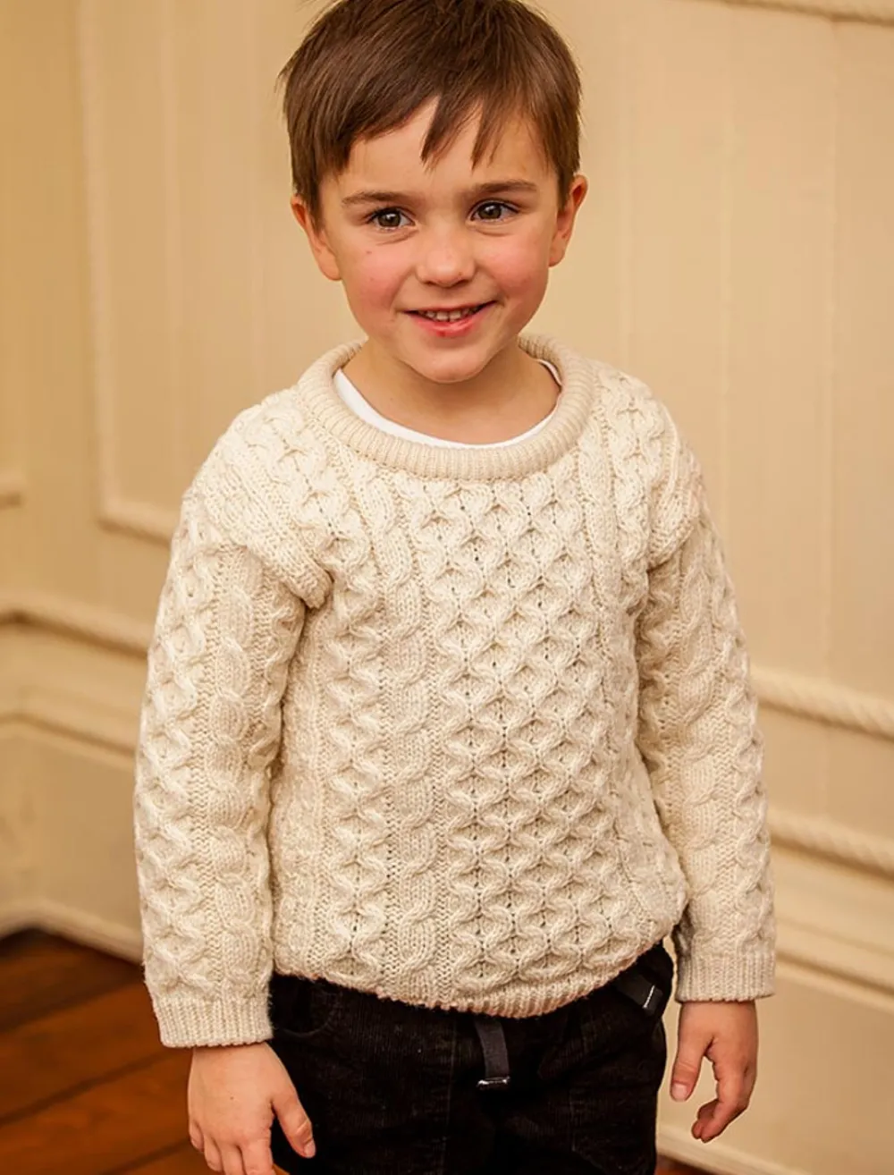 Sale Kid's Traditional Aran Merino Wool Sweater Kids Sweaters, Cardigans & Jackets