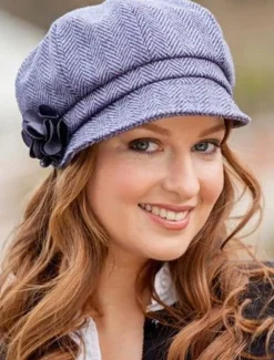 Shop Ladies Tweed Newsboy Hat - Lilac Women Caps & Hats