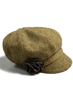 Sale Ladies Tweed Newsboy Hat - Light Brown Women Caps & Hats