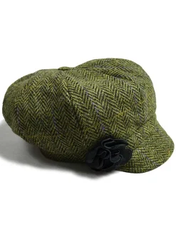 Discount Ladies Tweed Newsboy Hat - Light Green Plaid Women Caps & Hats