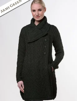 Online Large Collar Aran Coat Women Cardigans, Jackets & Coatigans