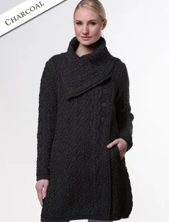 Online Large Collar Aran Coat Women Cardigans, Jackets & Coatigans