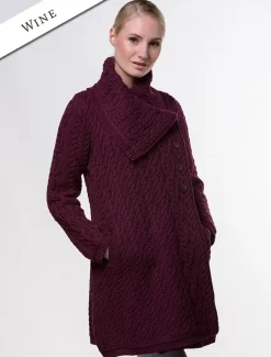 Online Large Collar Aran Coat Women Cardigans, Jackets & Coatigans