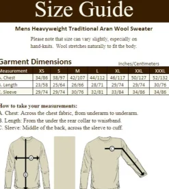 Outlet Mens Heavyweight Traditional Aran Wool Sweater Sweaters