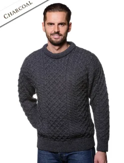 Outlet Mens Heavyweight Traditional Aran Wool Sweater Sweaters