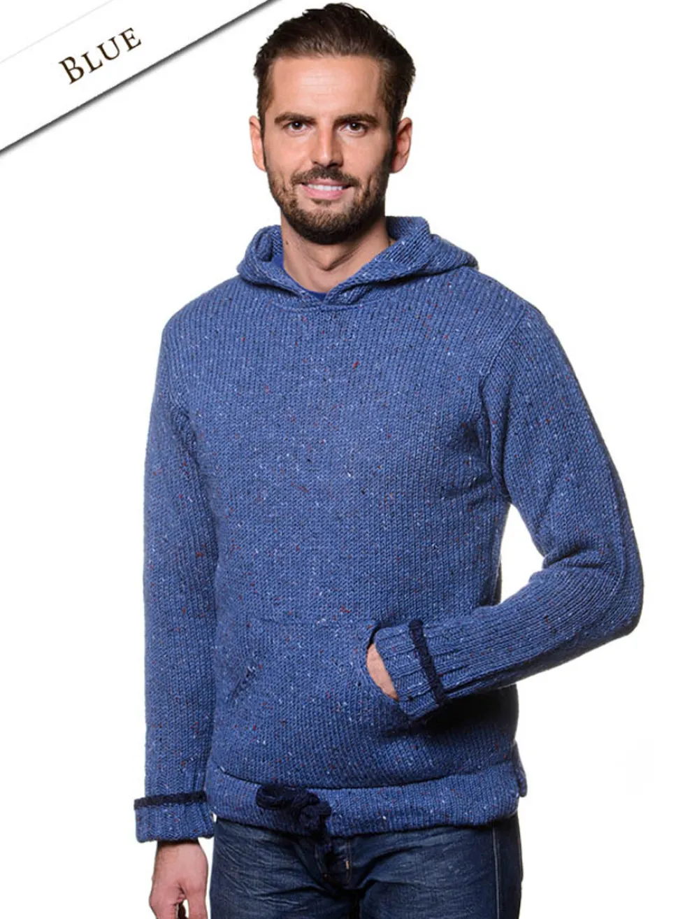 New Men's Wool Hoodie with Pouch Pocket Sweaters