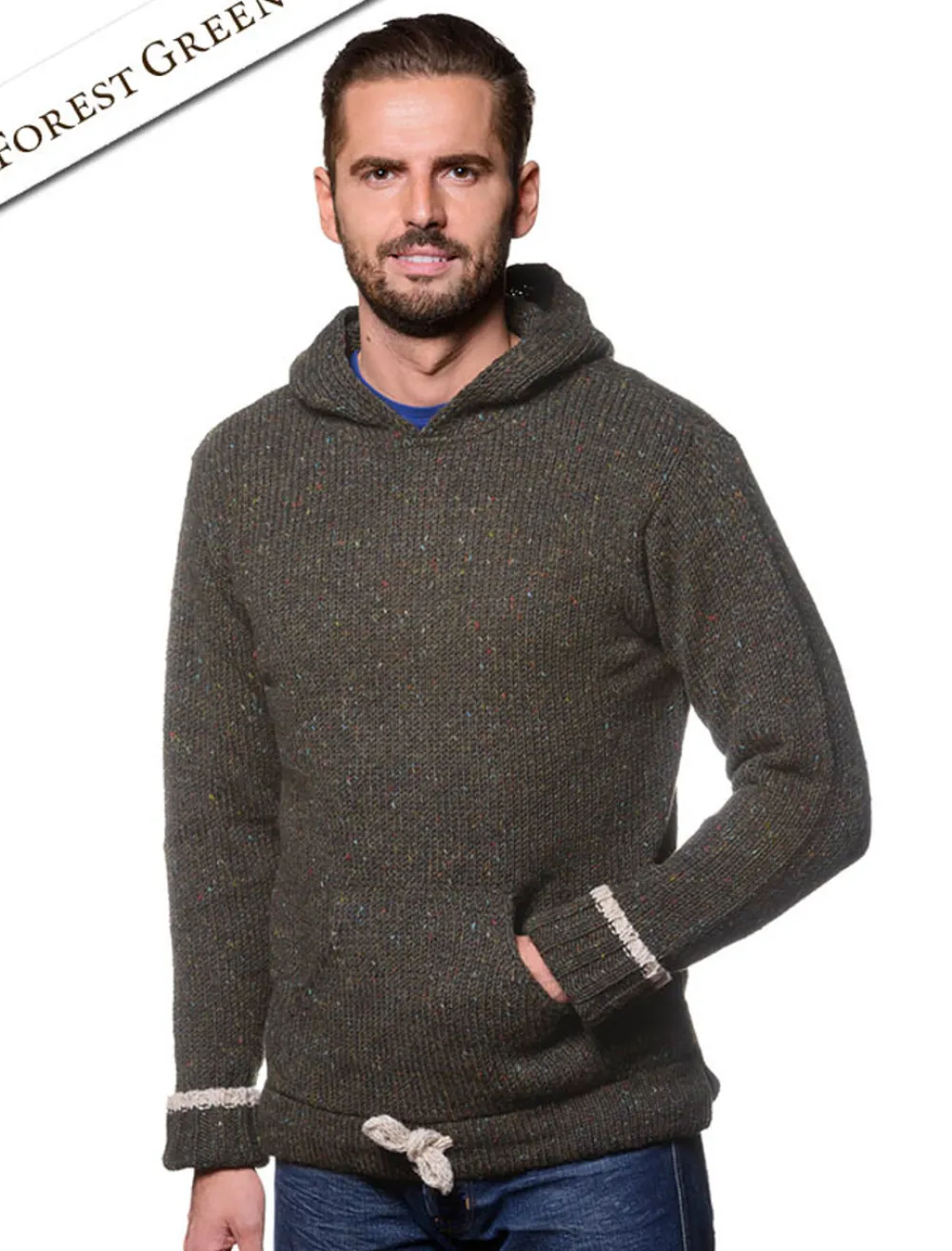 New Men's Wool Hoodie with Pouch Pocket Sweaters