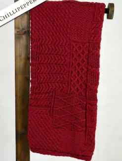 Cheap Merino Aran Patchwork Throw Knitted Wool Throws