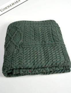 Cheap Merino Aran Patchwork Throw Knitted Wool Throws