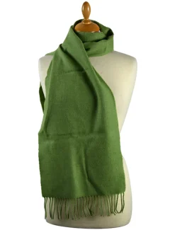 New Narrow Lambswool Checked Scarf - Apple Green Women Plaid & Tartan Scarves|Lambswool Scarves