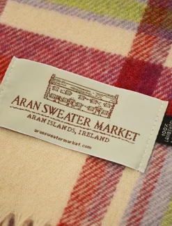 New Narrow Lambswool Plaid Scarf - Berries and Cream Women Plaid & Tartan Scarves|Lambswool Scarves