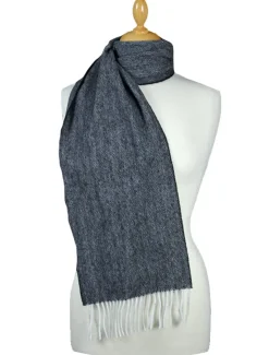 Best Sale Narrow Lambswool Scarf - Grey Herringbone Women Lambswool Scarves|Lambswool Scarves