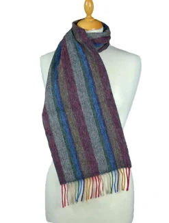 Clearance Narrow Lambswool Striped Scarf - Multi-Colour Herringbone Women Striped Scarves|Herringbone Scarves
