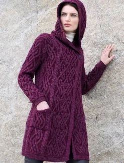 Best Plaited One Button Coat with Hood Women Cardigans, Jackets & Coatigans