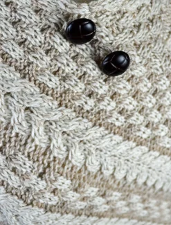 Clearance Plated Aran Poncho with Button Detail Women Ponchos, Capes & Shawls