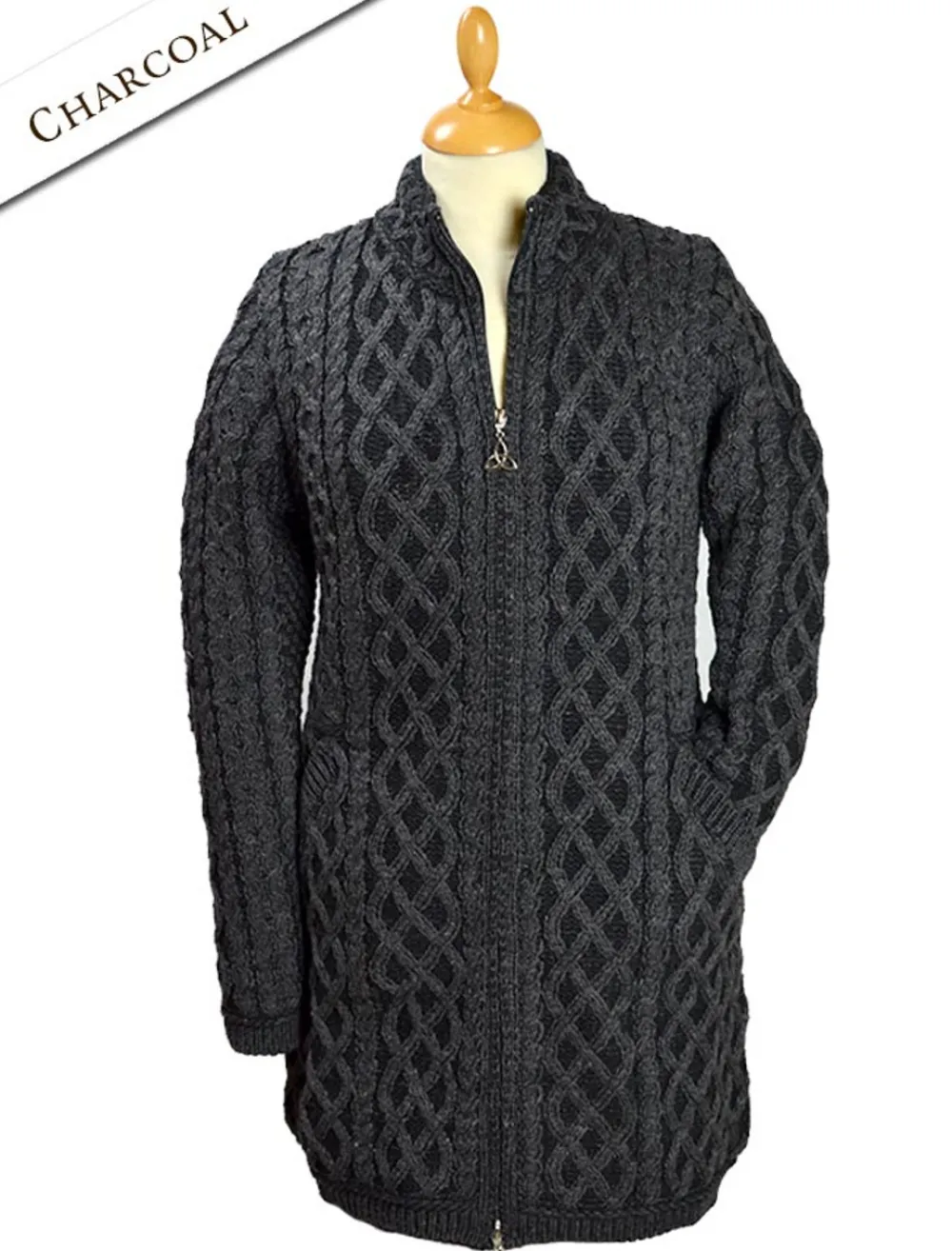 Cheap Plated Coat with Celtic Zip Women Cardigans, Jackets & Coatigans