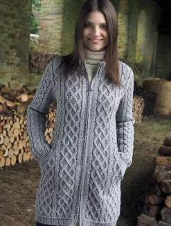 Cheap Plated Coat with Celtic Zip Women Cardigans, Jackets & Coatigans