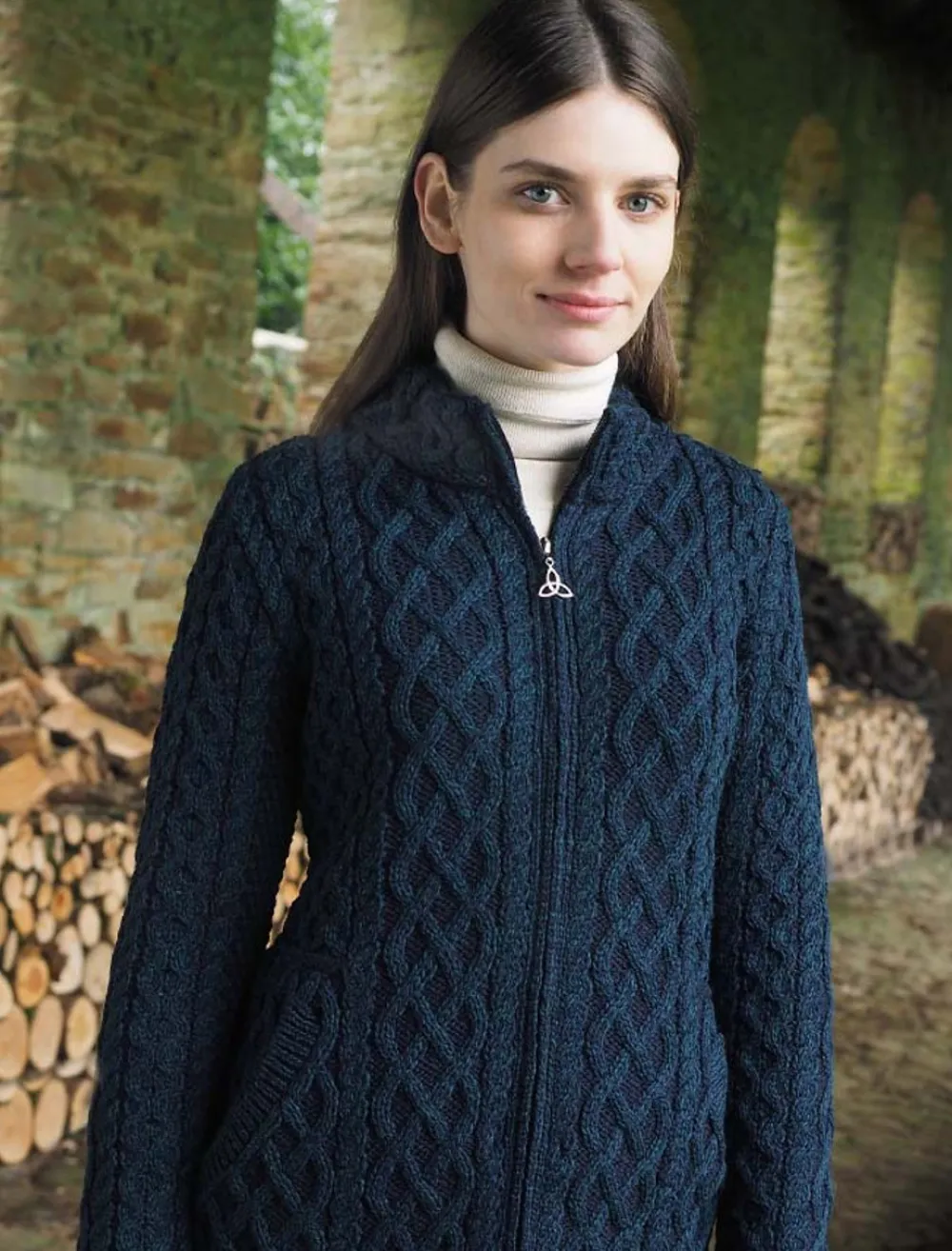 Cheap Plated Coat with Celtic Zip Women Cardigans, Jackets & Coatigans
