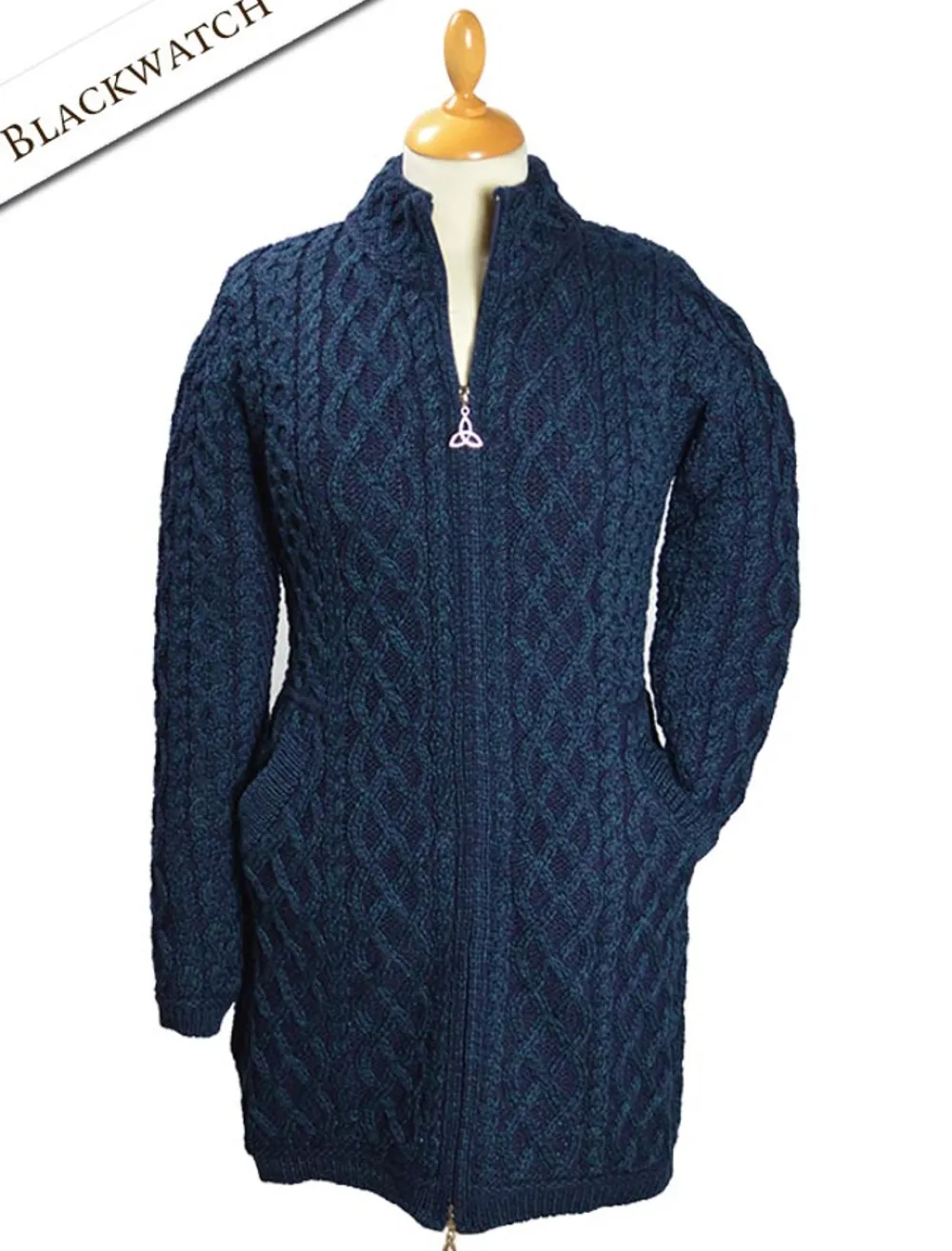 Cheap Plated Coat with Celtic Zip Women Cardigans, Jackets & Coatigans