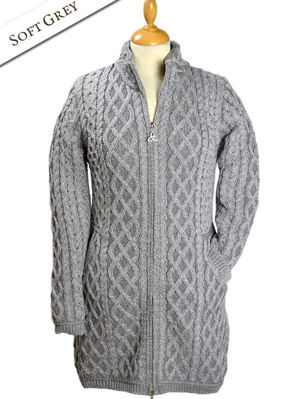 Cheap Plated Coat with Celtic Zip Women Cardigans, Jackets & Coatigans