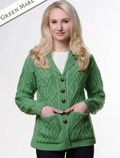 Sale Revere Button Collar Aran Cardigan Women Cardigans, Jackets & Coatigans