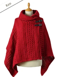Sale Shawl Collar Poncho with Leather Buckle Detail Women Ponchos, Capes & Shawls