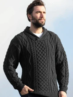 Best Shawl Neck Honeycomb Sweater Sweaters