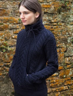 Hot Super Soft Aran Cowl Neck Sweater Women Sweaters