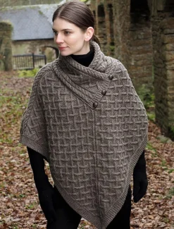 Sale Super Soft Lattice Stitch Poncho Women Ponchos, Capes & Shawls