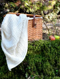 Outlet Two-Tone Aran Pleated Throw Knitted Wool Throws