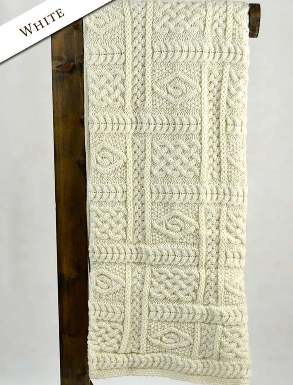 Outlet Two-Tone Aran Pleated Throw Knitted Wool Throws