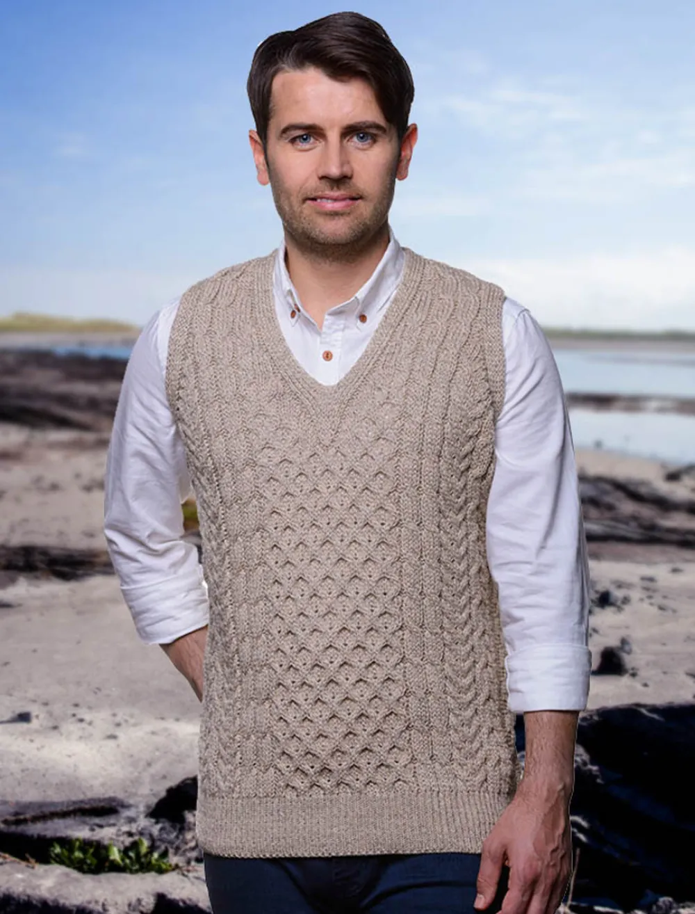 Sale V-Neck Aran Slipover Cardigans, Jackets & Coats