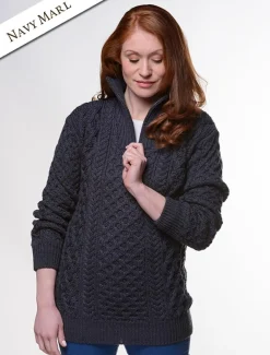 Best Sale Womens Heavyweight Merino Wool Aran Troyer Women Sweaters