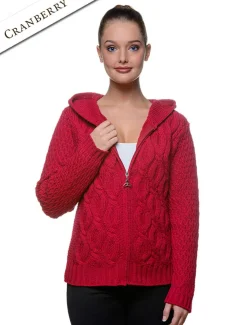 Cheap Women's Merino Wool Cable Knit Hoodie Women Cardigans, Jackets & Coatigans