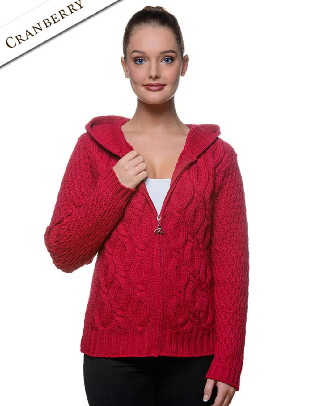 Cheap Women's Merino Wool Cable Knit Hoodie Women Cardigans, Jackets & Coatigans