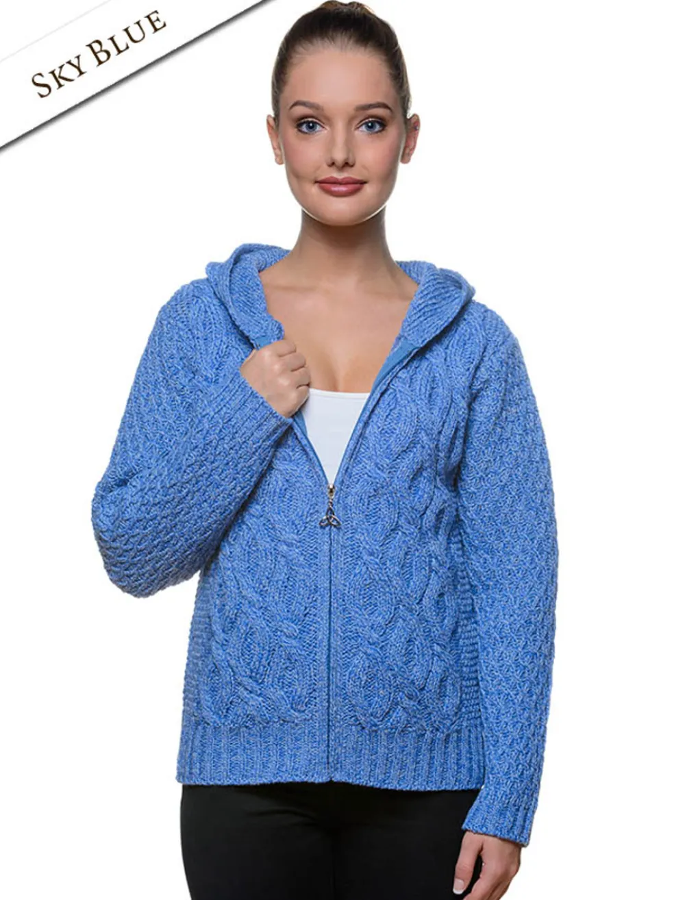 Cheap Women's Merino Wool Cable Knit Hoodie Women Cardigans, Jackets & Coatigans