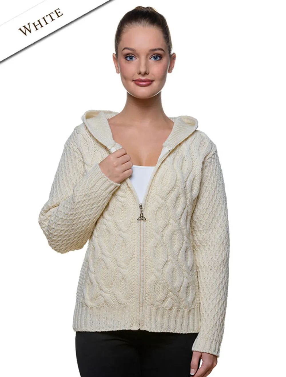 Cheap Women's Merino Wool Cable Knit Hoodie Women Cardigans, Jackets & Coatigans