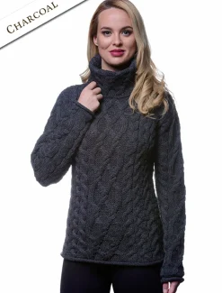 New Womens Turtleneck Cable Knit Sweater Women Sweaters