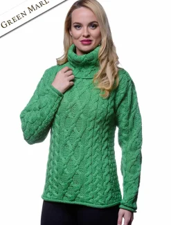 New Womens Turtleneck Cable Knit Sweater Women Sweaters