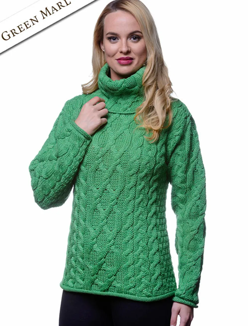 New Womens Turtleneck Cable Knit Sweater Women Sweaters
