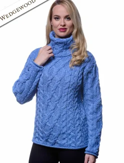New Womens Turtleneck Cable Knit Sweater Women Sweaters