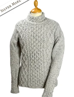 Shop Women's Wool Cashmere Aran Mock Turtleneck Sweater Women Sweaters